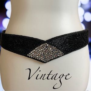 Vintage REGALE Beaded/Rhinestone Belt Size Large